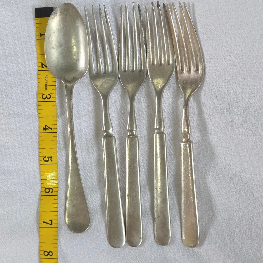 Mixed Brand Flatware Set Silver‎ Fair Antique Silverplate 5pc Lot